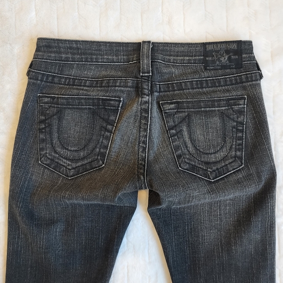 True Religion Skinny Jeans Low Rise Black Washed Distressed - Picture 4 of 11